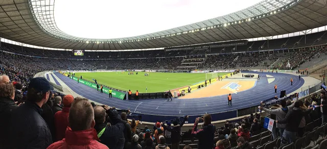 Berlin Olympic Stadium photographed during a football match in 2016