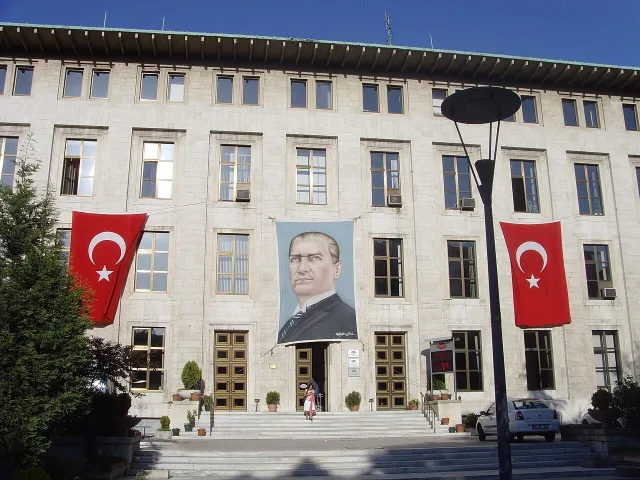 Exterior of Istanbul Radio House, used as institutional context for Müzeyyen Senar's connection with radio culture.