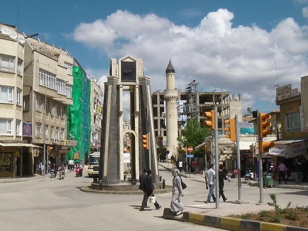 An archival 2010 street scene with pedestrians and buildings in central Kilis
