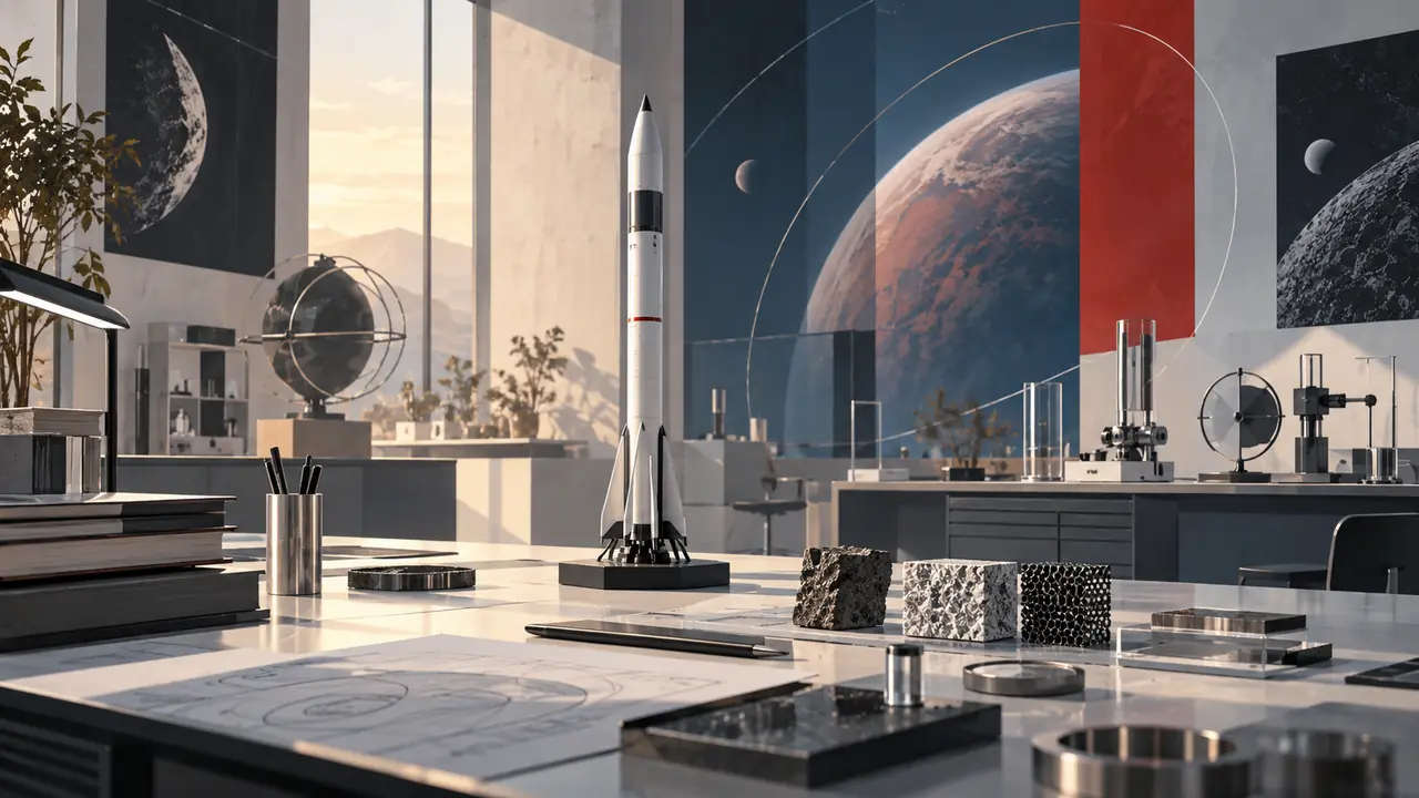 Conceptual industry illustration featuring a research setting and a generic educational model.