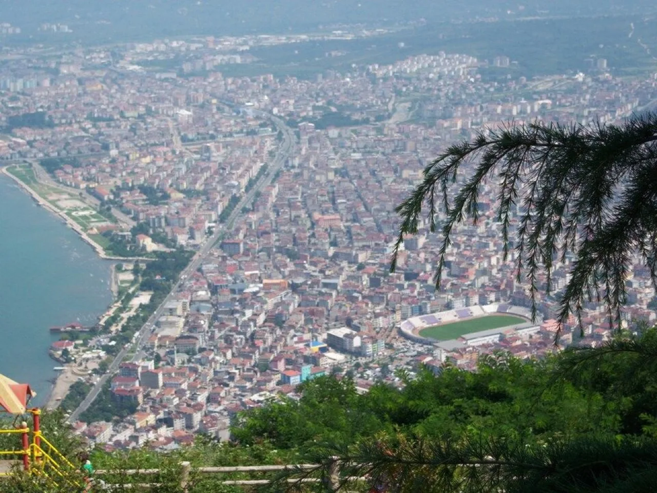 Ordu's coastline and city centre seen from Boztepe