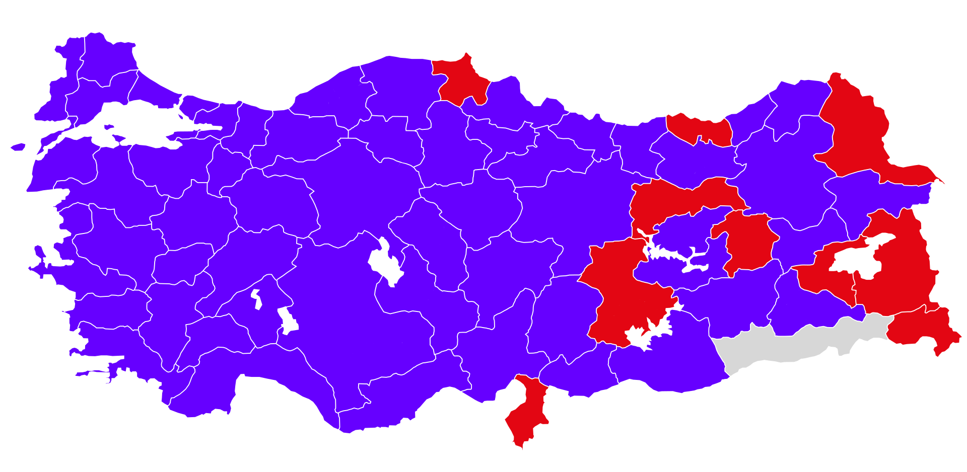 Map of the 14 May 1950 general election results